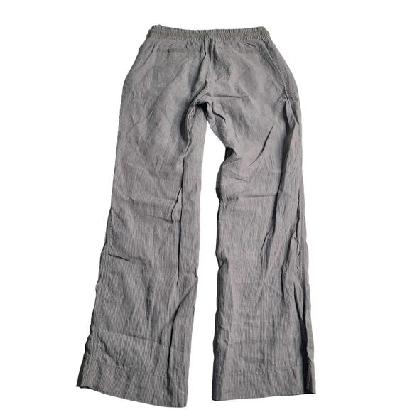 2697 Athleta 100% Linen Gray Pinstripe High Rise Straight Leg Pants Size 4P - Picture 2 of 6